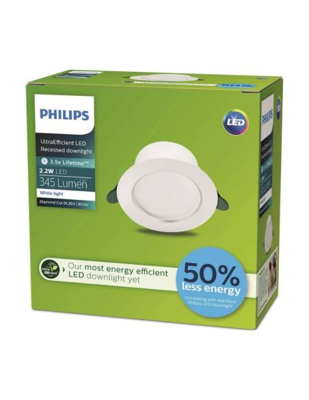 Downlight ultraeficiente empotrable LED Ø10,5cm DIAMOND CUT, redondo, blanco 2,2W 3000K/4000K Caja