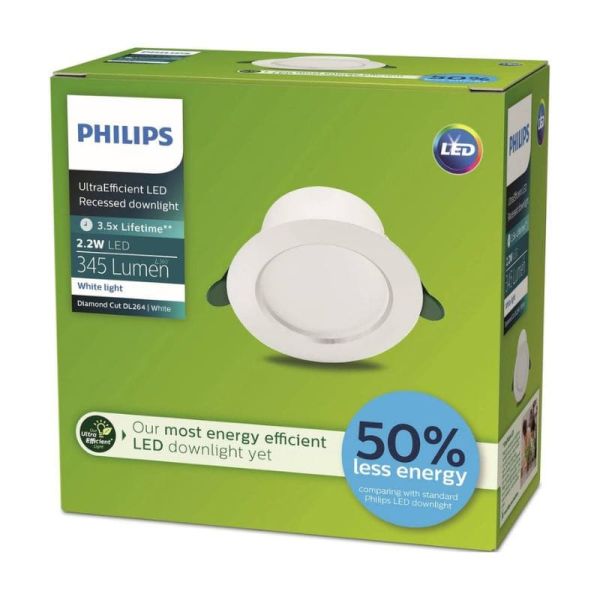 Downlight ultraeficiente empotrable LED Ø10,5cm DIAMOND CUT, redondo, blanco 2,2W 3000K/4000K Caja