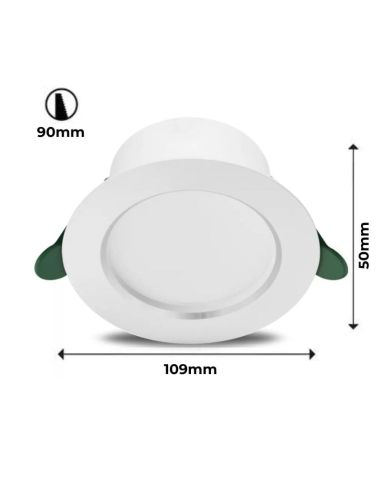 Downlight ultraeficiente empotrable LED Ø10,5cm DIAMOND CUT, redondo, blanco 2,2W 3000K/4000K Medidas