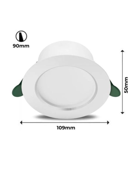 Downlight ultraeficiente empotrable LED Ø10,5cm DIAMOND CUT, redondo, blanco 2,2W 3000K/4000K Medidas