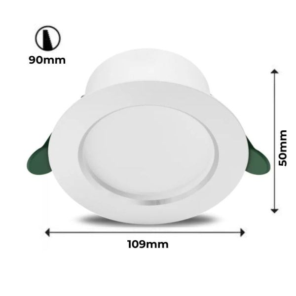 Downlight ultraeficiente empotrable LED Ø10,5cm DIAMOND CUT, redondo, blanco 2,2W 3000K/4000K Medidas