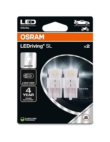Lâmpadas LED W21/5W 7515DWP-2BL LEDriving SL 6000K 12V, Pacote com 2 (W3x16q)
