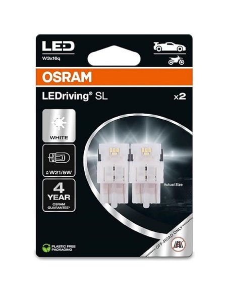 Bombillas LED W21/5W 7515DWP-2BL LEDriving SL 6000K 12V,  Pack 2 (W3x16q)