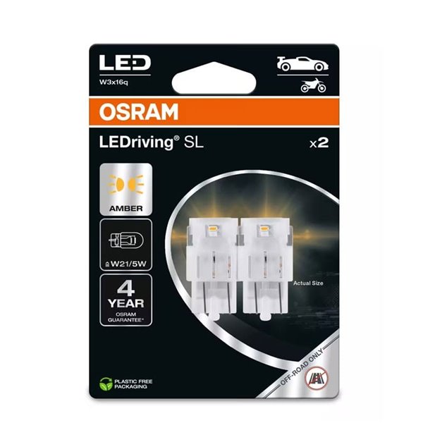 Lâmpadas LED W21/5W âmbar 7515DYP-2BL LEDriving SL 12V, Pacote com 2 (W3x16q)