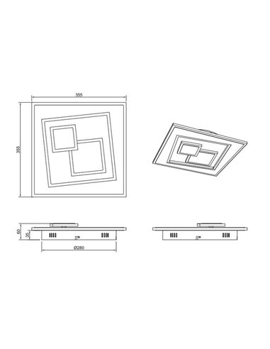 Plafón de techo cuadrado LED DEGAS 34W 3900lm regulable 2700K - 6500K IP20 Blanco