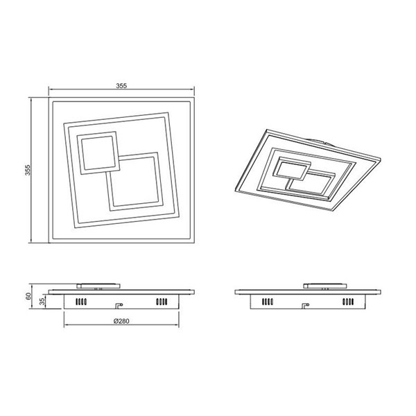 Plafón de techo cuadrado LED DEGAS 34W 3900lm regulable 2700K - 6500K IP20 Blanco