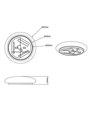 Plafón de techo LED redondo VIORA 9W 1100lm, 3000K IP44