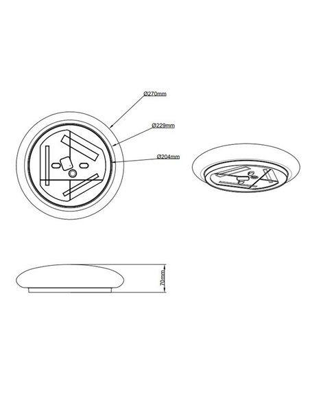 Plafón de techo LED redondo VIORA 9W 1100lm, 3000K IP44