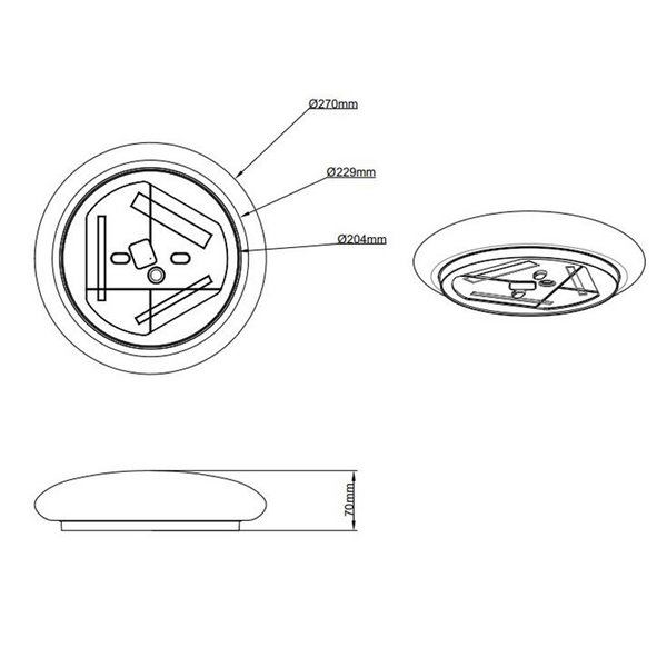 Plafón de techo LED redondo VIORA 9W 1100lm, 3000K IP44