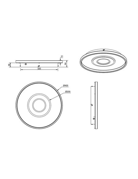 Plafonnier LED rond Nazar, diamètre 40 cm, 20 W, 2 300 lm, 3 000 K, IP20, blanc/noir