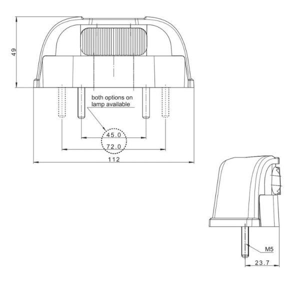Luz de matrícula LED con cable FT-260 Fristom medidas | LeonLeds