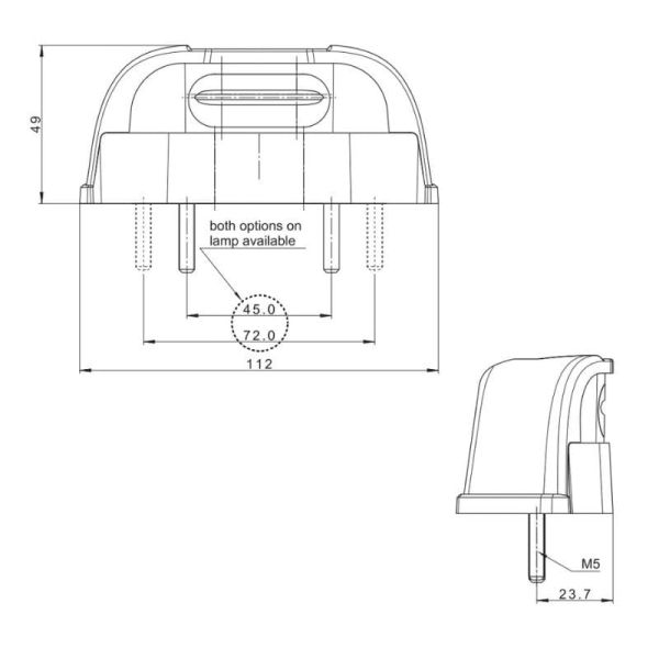 Éclairage de plaque d'immatriculation à LED homologué 12/24 V FT-262, dimensions Fristom | LeonLeds