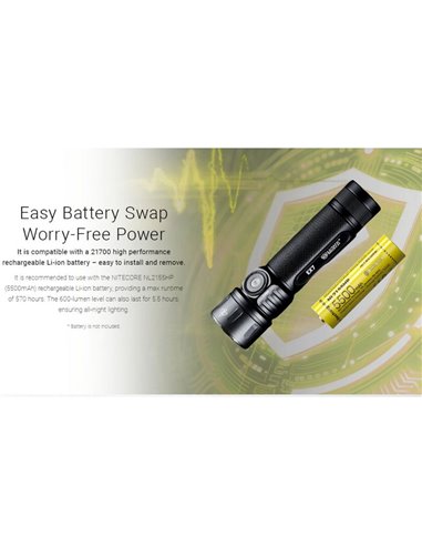 Lampe torche EX7, puissante 6 000 lm, portée 500 m, 3 faisceaux, batterie rechargeable 21700, IP68