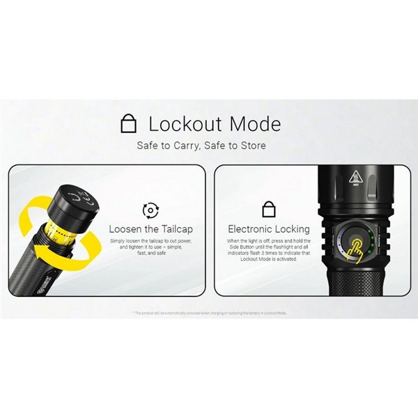 Lampe torche EX7, puissante 6 000 lm, portée 500 m, 3 faisceaux, batterie rechargeable 21700, IP68