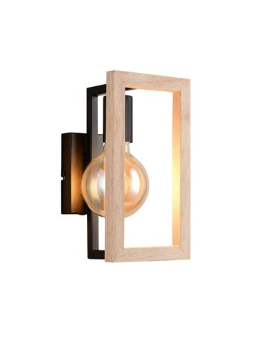 Aplique de pared BANO marco efecto madera bombilla excl. 1x E27 max. 10W IP20