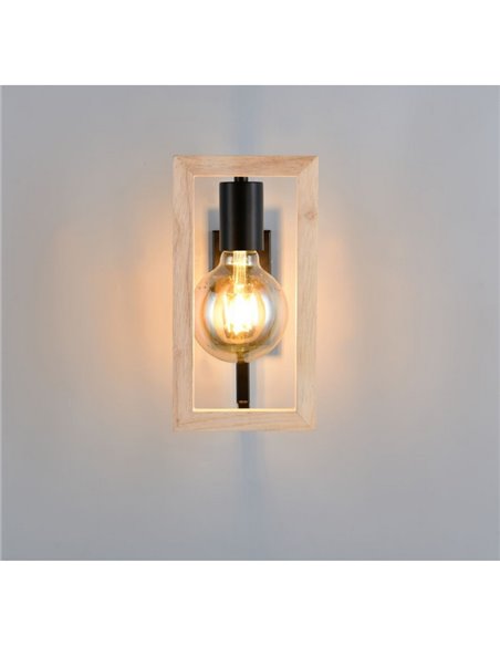 Aplique de pared BANO marco efecto madera bombilla excl. 1x E27 max. 10W IP20