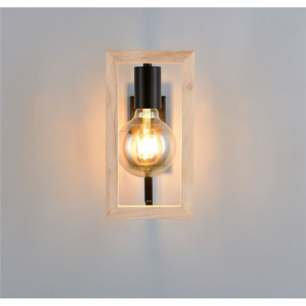 Aplique de pared BANO marco efecto madera bombilla excl. 1x E27 max. 10W IP20