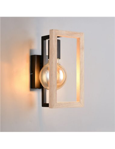 Aplique de pared BANO marco efecto madera bombilla excl. 1x E27 max. 10W IP20