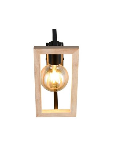 Aplique de pared BANO marco efecto madera bombilla excl. 1x E27 max. 10W IP20