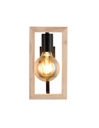 Aplique de pared BANO marco efecto madera bombilla excl. 1x E27 max. 10W IP20