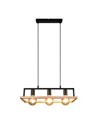 Lámpara de techo BANO con marco efecto madera bombillas excl. 3x E27 max. 10W IP20