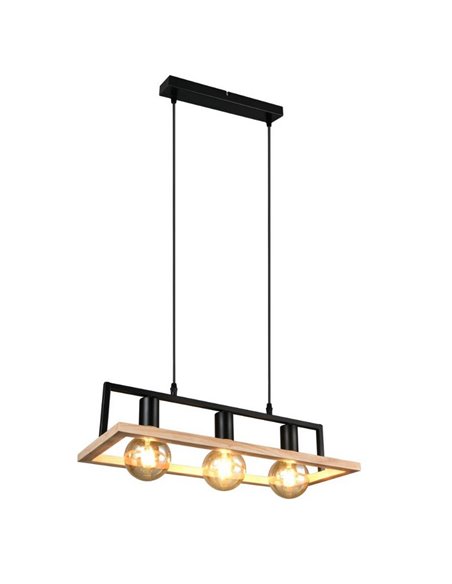 Lámpara de techo BANO con marco efecto madera bombillas excl. 3x E27 max. 10W IP20