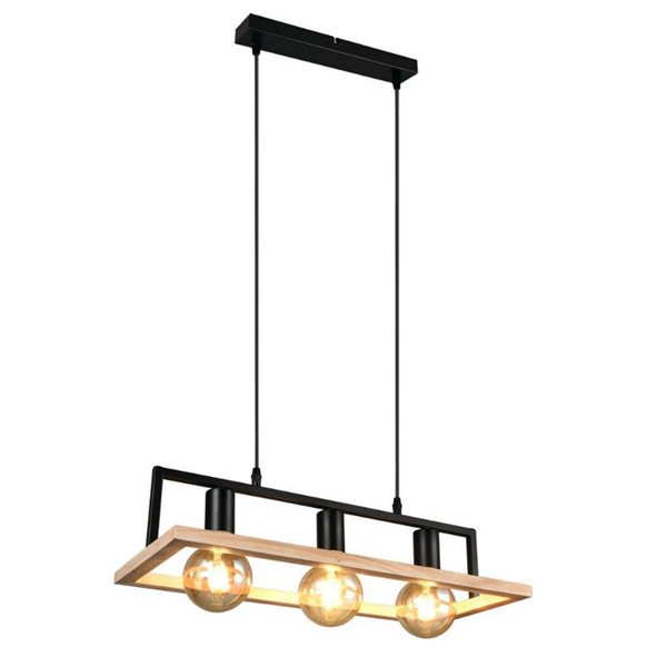 Lámpara de techo BANO con marco efecto madera bombillas excl. 3x E27 max. 10W IP20