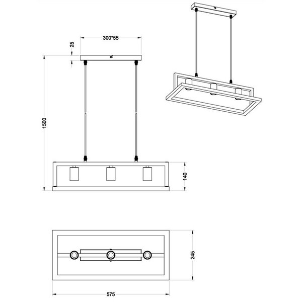 Lámpara de techo BANO con marco efecto madera bombillas excl. 3x E27 max. 10W IP20