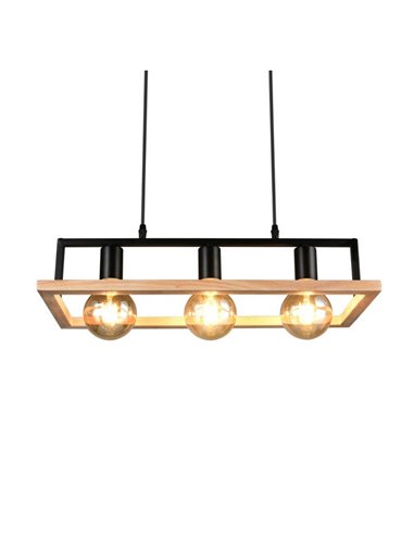 Lámpara de techo BANO con marco efecto madera bombillas excl. 3x E27 max. 10W IP20