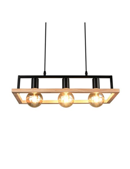 Lámpara de techo BANO con marco efecto madera bombillas excl. 3x E27 max. 10W IP20