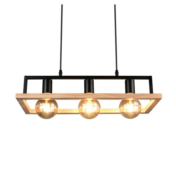 Lámpara de techo BANO con marco efecto madera bombillas excl. 3x E27 max. 10W IP20