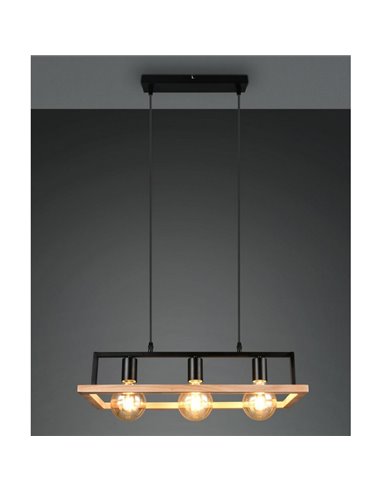 Lámpara de techo BANO con marco efecto madera bombillas excl. 3x E27 max. 10W IP20