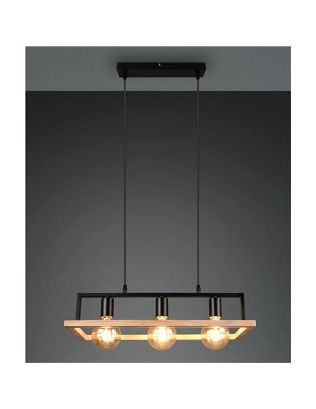 Lámpara de techo BANO con marco efecto madera bombillas excl. 3x E27 max. 10W IP20