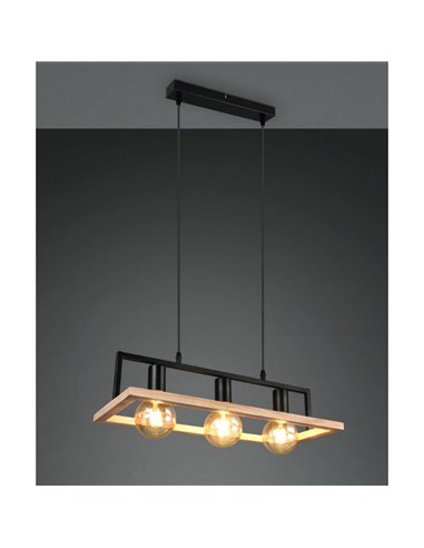 Lámpara de techo BANO con marco efecto madera bombillas excl. 3x E27 max. 10W IP20