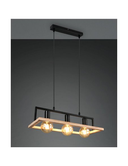 Lámpara de techo BANO con marco efecto madera bombillas excl. 3x E27 max. 10W IP20