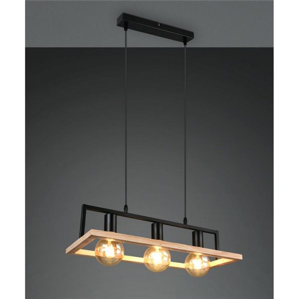 Lámpara de techo BANO con marco efecto madera bombillas excl. 3x E27 max. 10W IP20