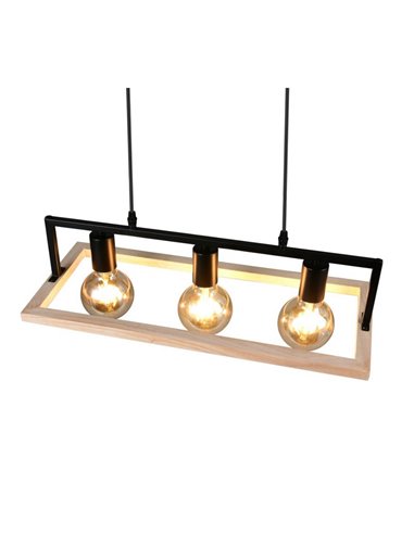 Lámpara de techo BANO con marco efecto madera bombillas excl. 3x E27 max. 10W IP20