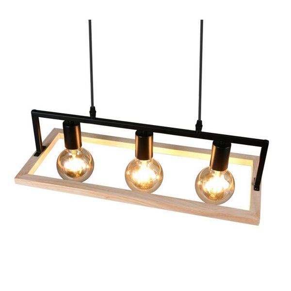 Lámpara de techo BANO con marco efecto madera bombillas excl. 3x E27 max. 10W IP20