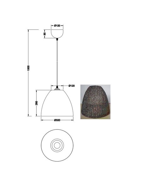 Lámpara de techo KIBITO de tela natural, altura regulable bombilla excl. 1x E27 max. 10W IP20