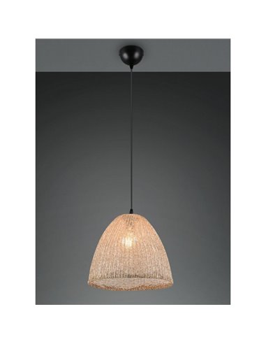 Plafonnier KIBITO en tissu naturel, hauteur réglable, ampoule non incluse : 1 E27, max. 10 W, IP20