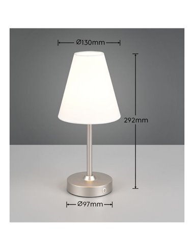 Lámpara de sobremesa KENNY recargable USB 1,5W 1x 140lm, 3000K IP20 Blanco/Gris