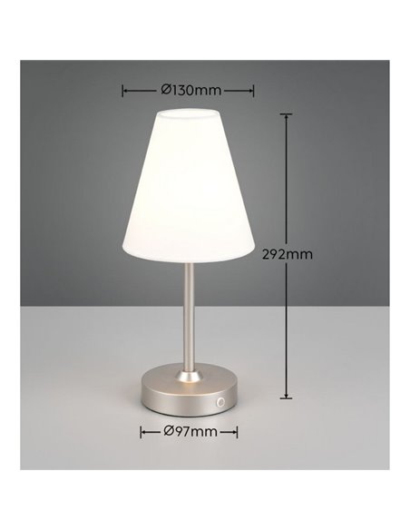 Lámpara de sobremesa KENNY recargable USB 1,5W 1x 140lm, 3000K IP20 Blanco/Gris