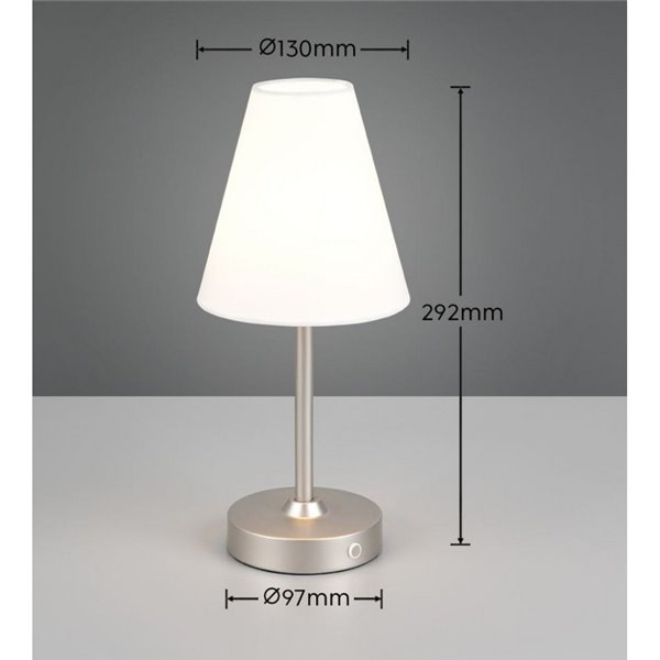 Lámpara de sobremesa KENNY recargable USB 1,5W 1x 140lm, 3000K IP20 Blanco/Gris