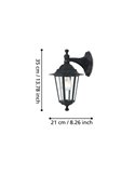 Luminária de parede externa suspensa preta tipo LATERNA 4, IP44 E27 (não incl.)