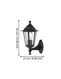 Lámpara de pared exterior sostenida negra LANTERNA 4, IP44 E27 (no incl.)