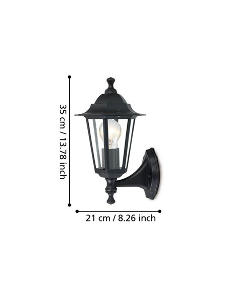 Lámpara de pared exterior sostenida negra LANTERNA 4, IP44 E27 (no incl.)