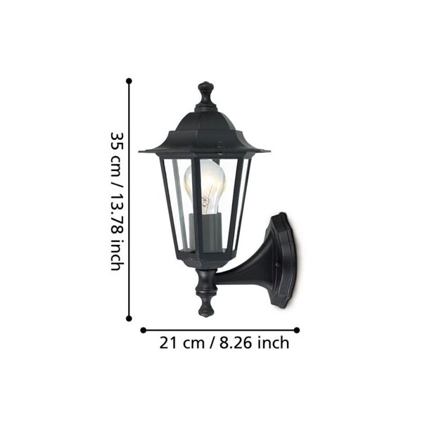 Lámpara de pared exterior sostenida negra LANTERNA 4, IP44 E27 (no incl.)