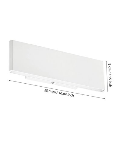 Aplique rectangular moderno con luz LED indirecta CLIMENE, blanco, 3000K 1280Lm, 2x5,4W, 255mm largo