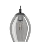 Lámpara colgante con vidrio vaporizado negro-transparente ESTANYS, E27 (no incl.), Ø19cm