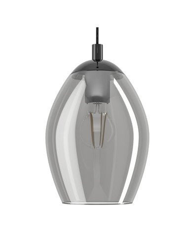 Lámpara colgante con vidrio vaporizado negro-transparente ESTANYS, E27 (no incl.), Ø19cm